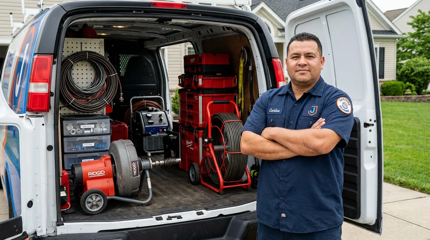Professional drain cleaning equipment and Johns Plumbing LLC plumber in Wauseon