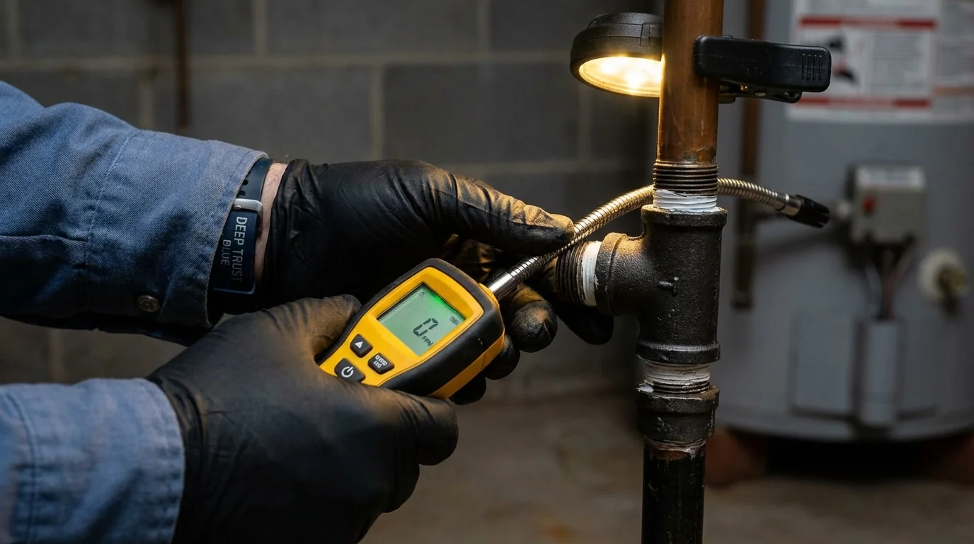 Gas leak detection with electronic sniffer by Johns Plumbing LLC in Wauseon